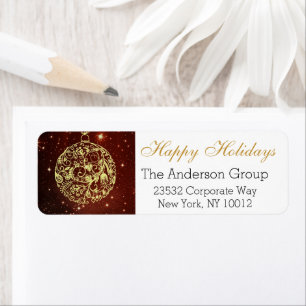Elegant Corporate Happy Holidays Gold Ornament