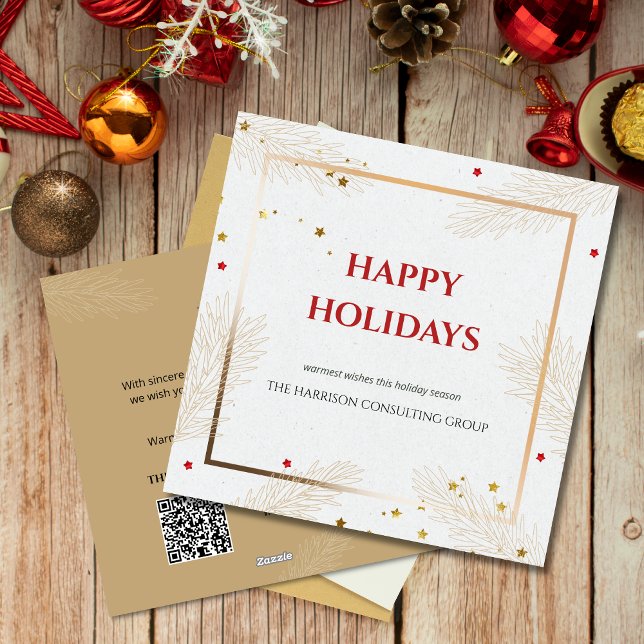 Elegant Corporate Holiday Greeting Logo & QR Code  Card (Creator Uploaded)