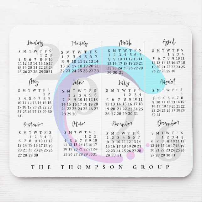 Elegant Corporate Year 2025 Calendar Company Logo Mouse Pad (Front)