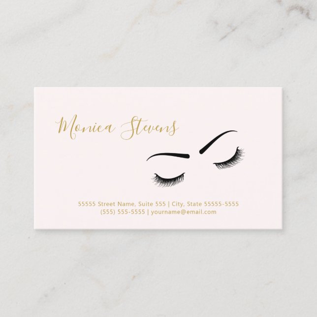 Elegant Cosmetologist Eyebrows and Eylashes Business Card (Front)