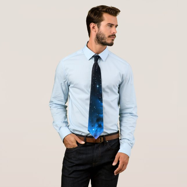 Elegant Cosmic Starry Night Sky Pattern Tie (In Situ)