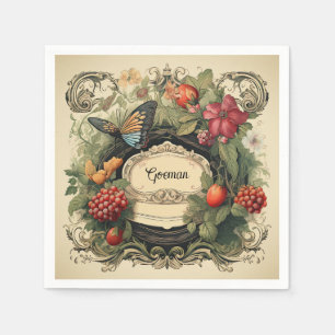 Elegant Cottagecore Garden Berries Personalized Napkin