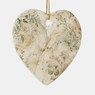 Elegant Cottagecore Marble Botanical Home Decor Ceramic Ornament