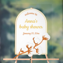 Elegant Cotton Branch Baby Shower Acrylic Sign