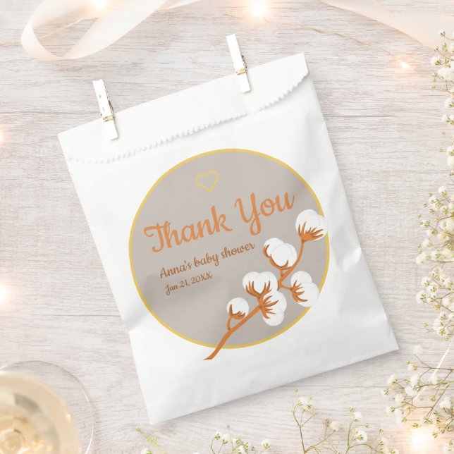 Elegant Cotton Branch Baby Shower  Favour Bag (Clipped)