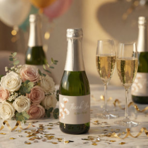 Elegant Cotton Branch “Thank You” Custom  Sparkling Wine Label