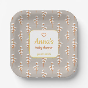 Elegant Cotton Floral Baby Shower Paper Plate