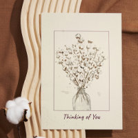 Elegant Cotton Stem ‘Thinking of You’ Watercolor