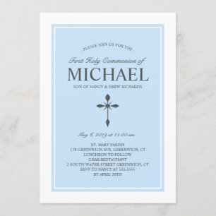 Elégant Couleur Personnalisé Communion Invitation 