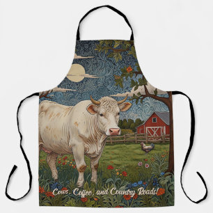Elegant country chic boho cow farm apron