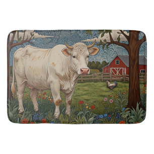Elegant country chic boho cow farm bath mat