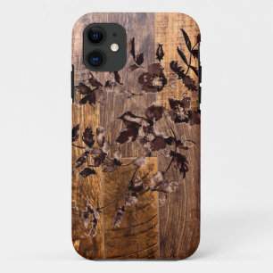 Elegant country chic wood grain floral iPhone 11 case