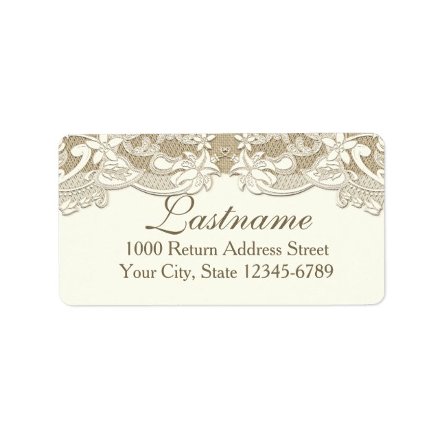 Elegant Country Floral and Burlap Label (Front)