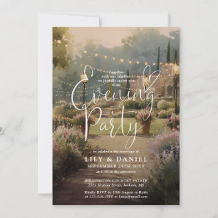 Elegant Country Garden Wedding Evening Party Invitation