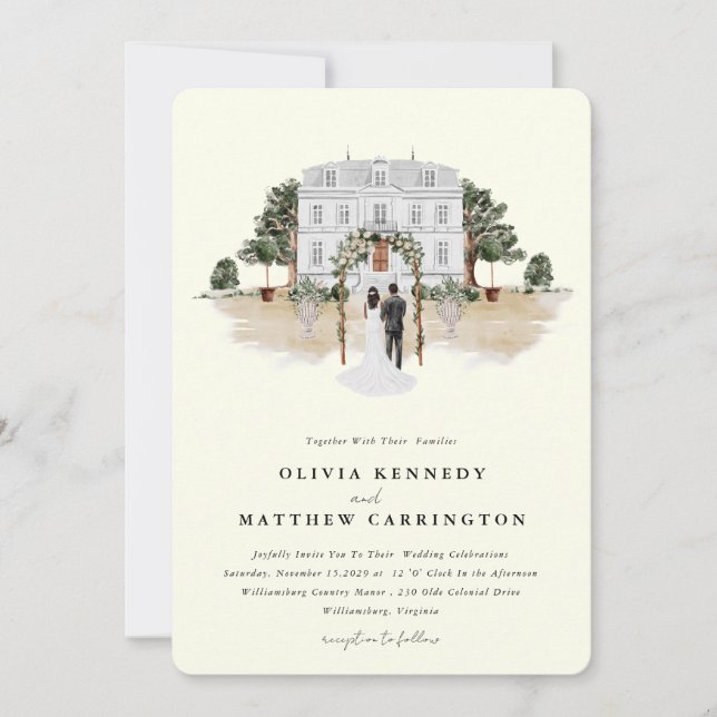 Elegant Country Manor | Villa Wedding Invitation  (Front)