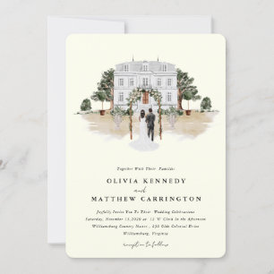 Elegant Country Manor   Villa Wedding Invitation 