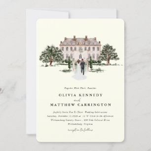 Elegant Country Manor   Villa Wedding Invitation 