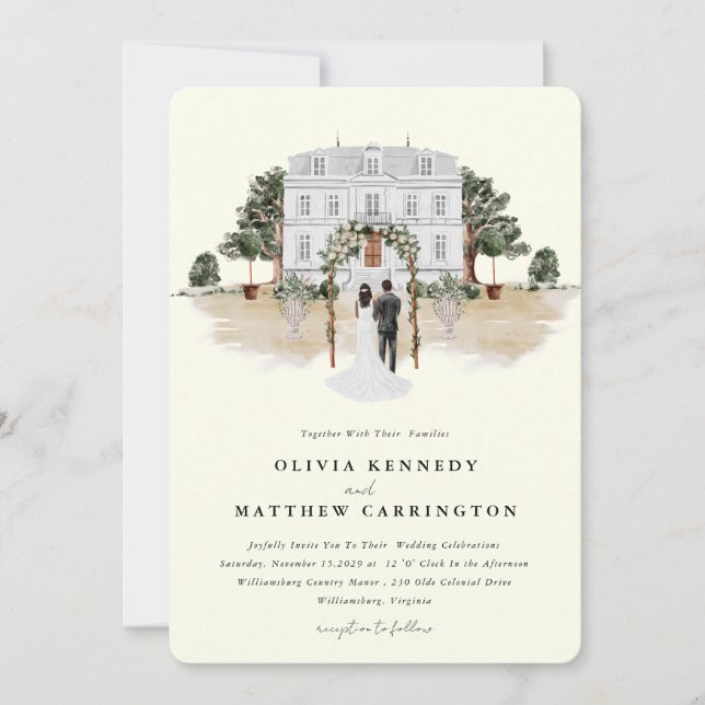 Elegant Country Manor | Villa Wedding Invitation  (Front)