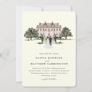 Elegant Country Manor   Villa Wedding Invitation 