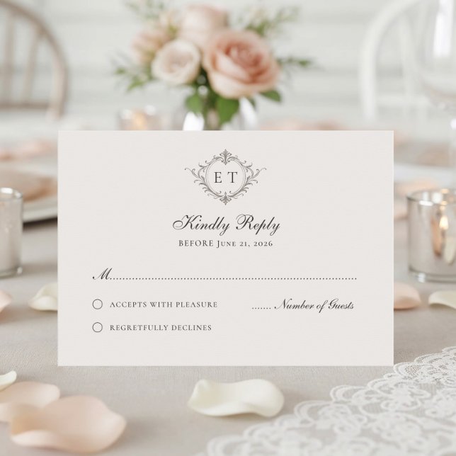 Elegant Country Monogram Wedding RSVP Card (Creator Uploaded)
