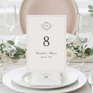 Elegant Country Monogram Wedding Table Number