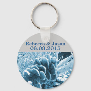 elegant country pine cones winter wedding keychain