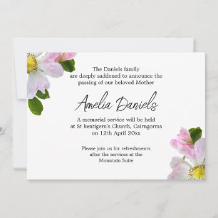 Elegant Country Rose Funeral Announcement Card
