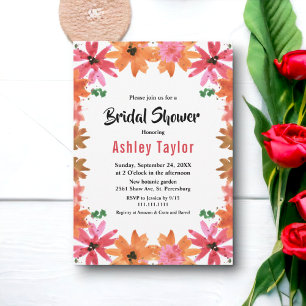 Elegant Country Roses Floral Fall Bridal Shower Invitation