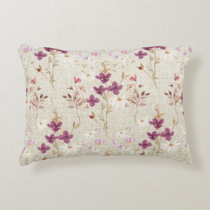 Elegant Country Rustic Floral Burlap  Accent Pillow