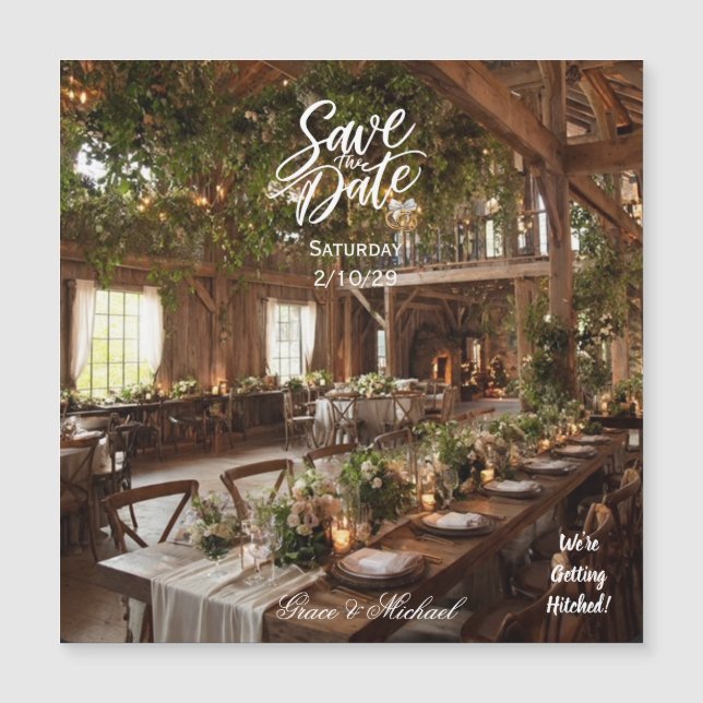 ELEGANT COUNTRY-STYLE SAVE DATE MAGNET  (Devant)