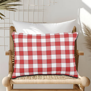 Elegant Countryside Picnic White Red Chequered Accent Pillow