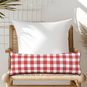 Elegant Countryside Picnic White Red Chequered Body Pillow