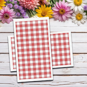 Elegant Countryside Picnic White Red Chequered Napkin