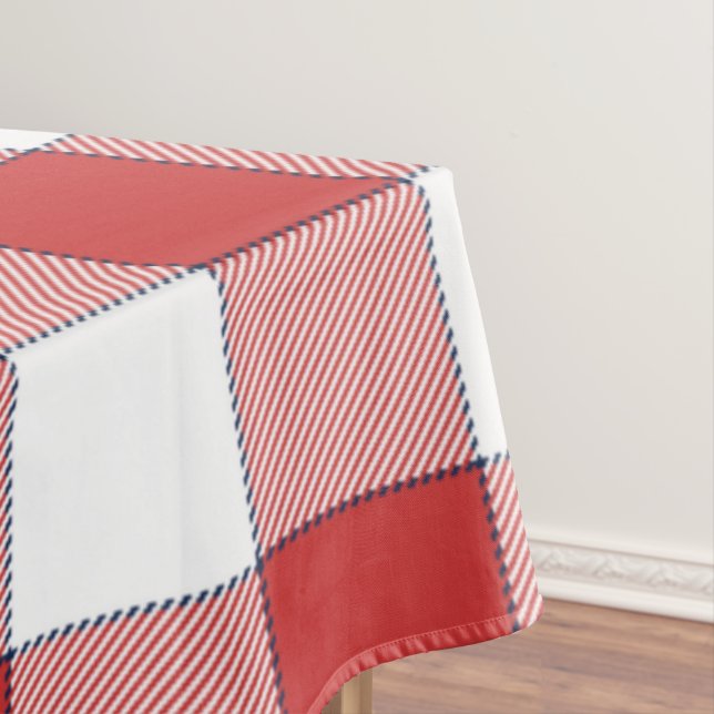 Elegant Countryside Picnic White Red Chequered Tablecloth (In Situ)