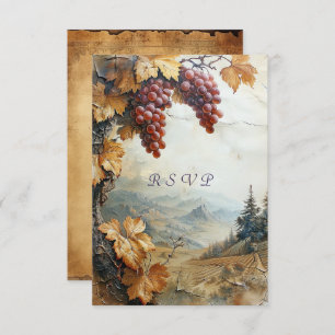 Elegant Countryside Vineyard Grape Vine Rustic RSVP Card