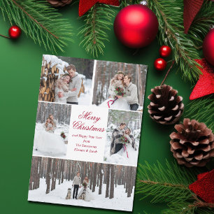 Elegant Couple Christmas Photo Collage Newlywed Holiday Card