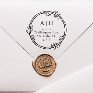 Elegant Couple Initials Botanical Return Address Self-inking Stamp