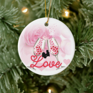 Elegant Couple Lover Valentine's Day Ceramic Ornament