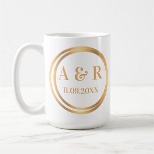 Elegant Couple Monogram Wedding Date Coffee Mug