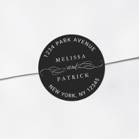 Elegant Couple Names Wedding Return Address Black