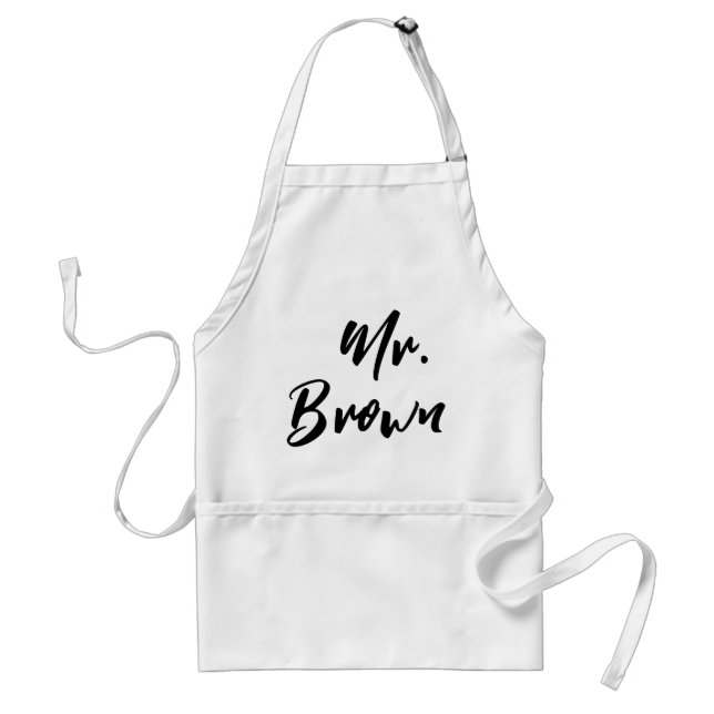 Elegant Couple Personalized Mr. Mrs. Pocket Aprons (Front)