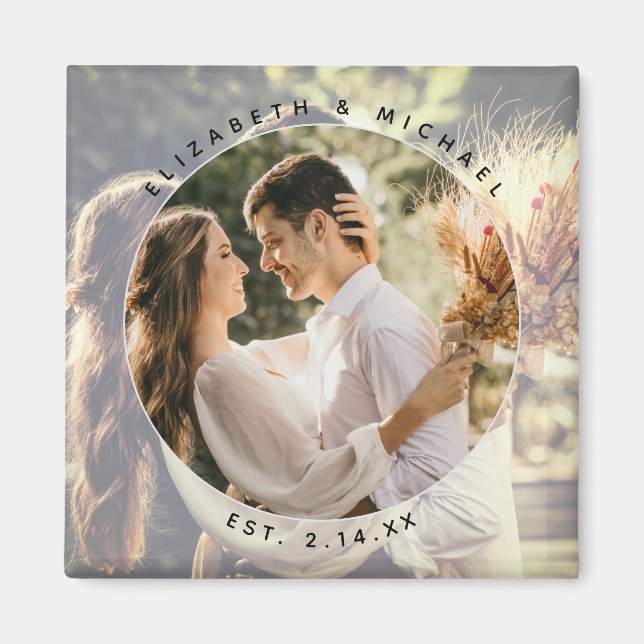 Elegant Couple Photo Wedding Save The Date Magnet (Front)