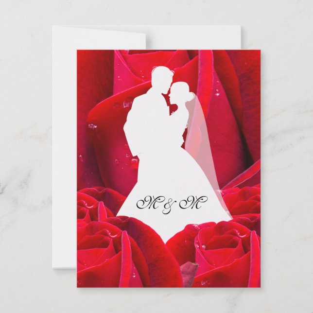 elegant couple red roses invitation (Front)