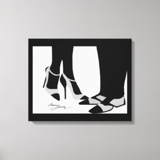 Elegant Couple-Stretched Canvas Black and White
