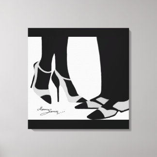 Elegant Couple-Stretched Canvas Black and White