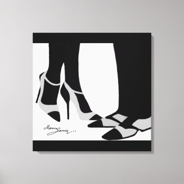 Elegant Couple-Stretched Canvas Black and White (Front)