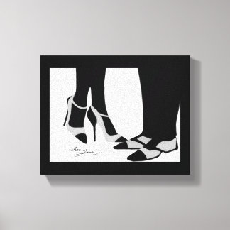Elegant Couple-Stretched Canvas Black and White Print