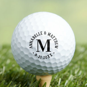 Elegant Couple Wedding Monogram Golf Balls