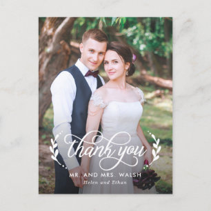 Elegant Couple Wedding Thank You Postcard
