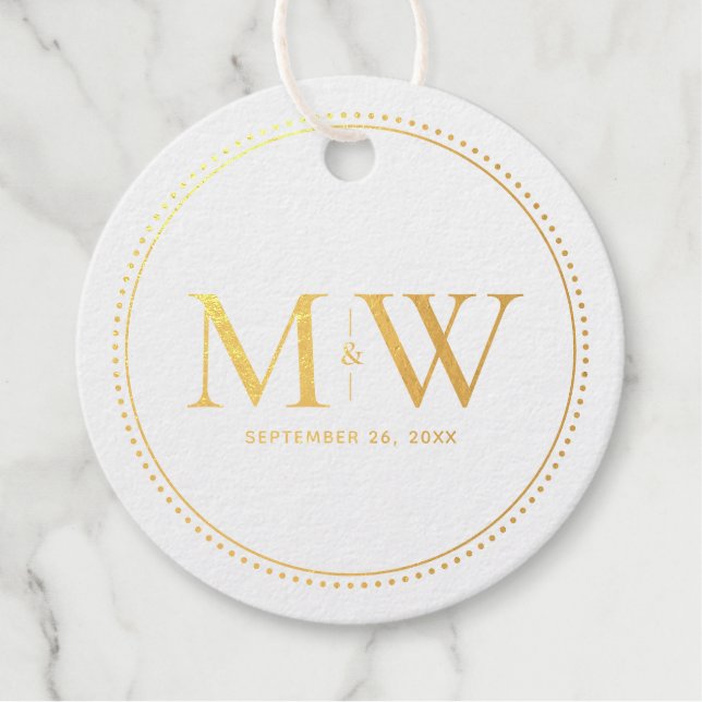 Elegant Couple's Monogram Wedding Favour Tags (Front)